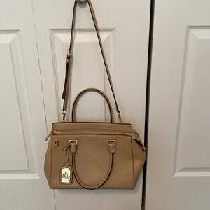 Lauren Ralph Lauren medium structured purse with detachable shoulder strap.